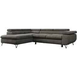 ECKSOFA PEDRO L Dunkelgrau Velvet - Links Seite
