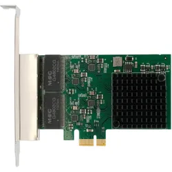 Exsys PCI-E Karte Ethernet 4x 1 Gbit/s (PCI-E x1), Netzwerkkarte, Schwarz
