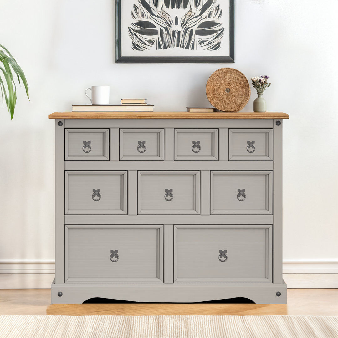 Brambly Cottage Palmea 103cm Solid Wood Sideboard Grey 83cm H X 103cm W X 46cm D
