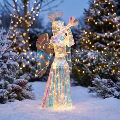 "39""H Pre-lit Prismatic Angel by BrylaneHome in Multi"