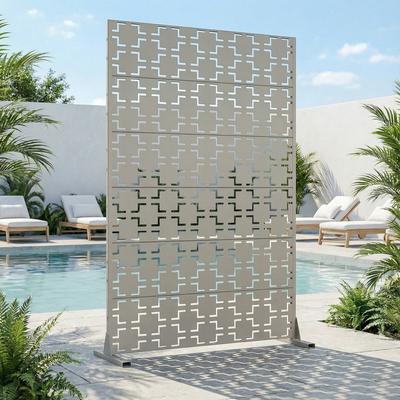 Dovelina 6 ft. H x 4 ft. Metal Privacy Screen Free Standing