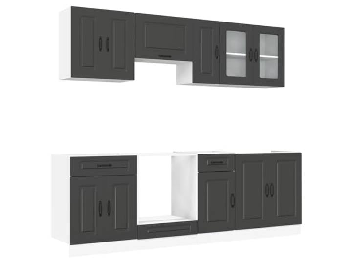 vidaXL 8-TLG. Küchenschrank-Set Kalmar Schwarz Holzwerkstoff