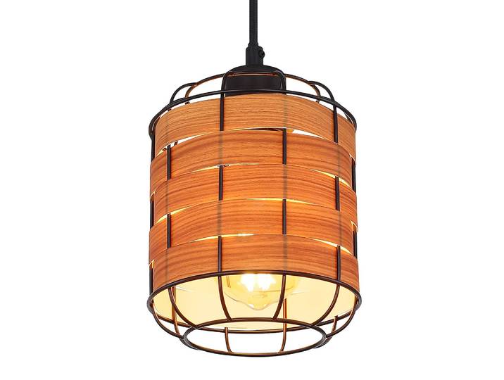 Pendelleuchte Elmar Typ A Ø 15cm Schwarz/Braun Mischgewebe LED E27