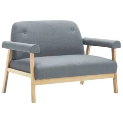 Helloshop26 - 2-Sitzer-Sofa für Wohnzimmer Lounge Wohnbereich hellgrauer Stoff 02_0019640