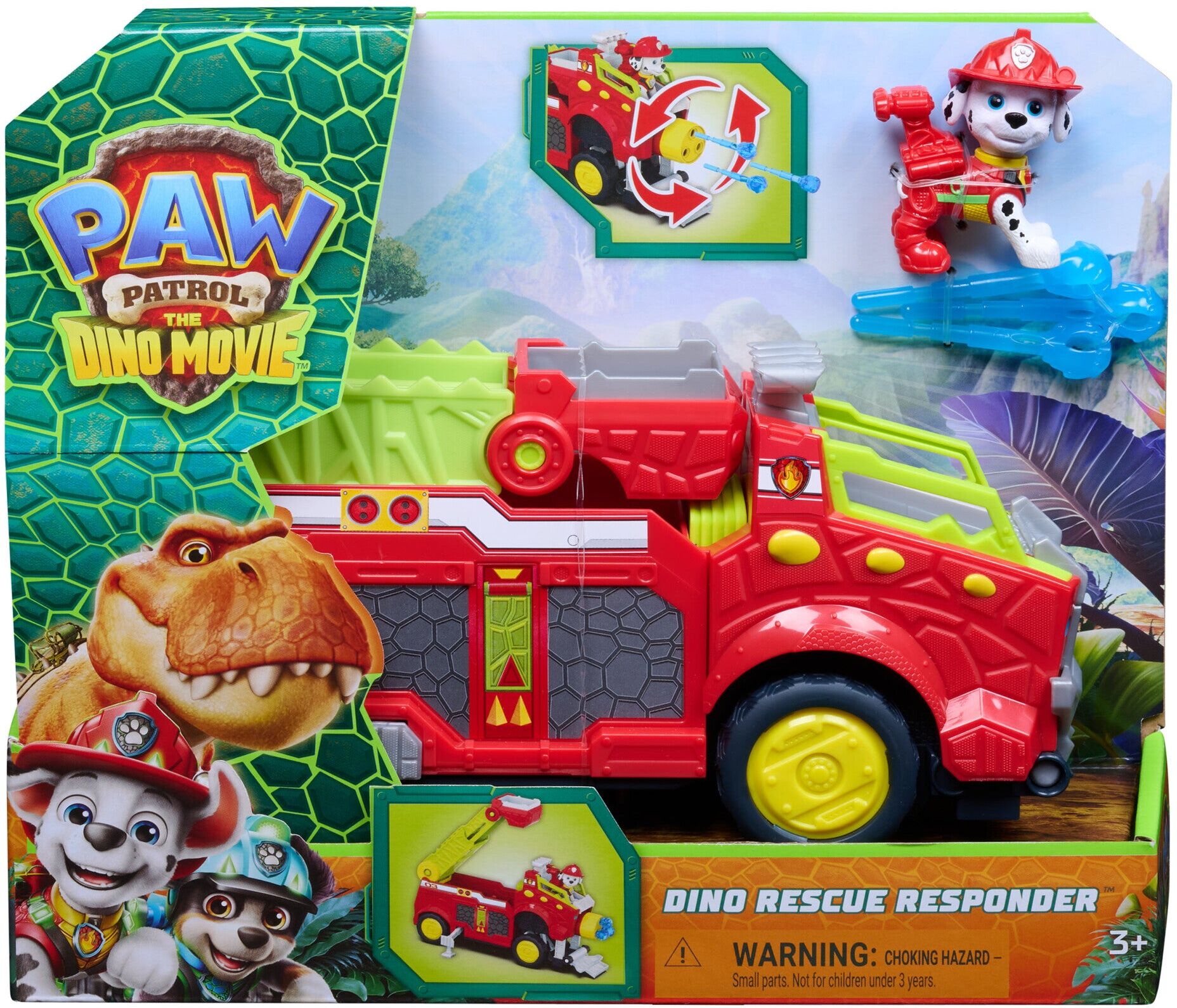 Spin Master PAW Patrol Dino Rescue Responder Fire Engine with Marshall for Kids, Includes Marshall Action Figure and Water Projectiles