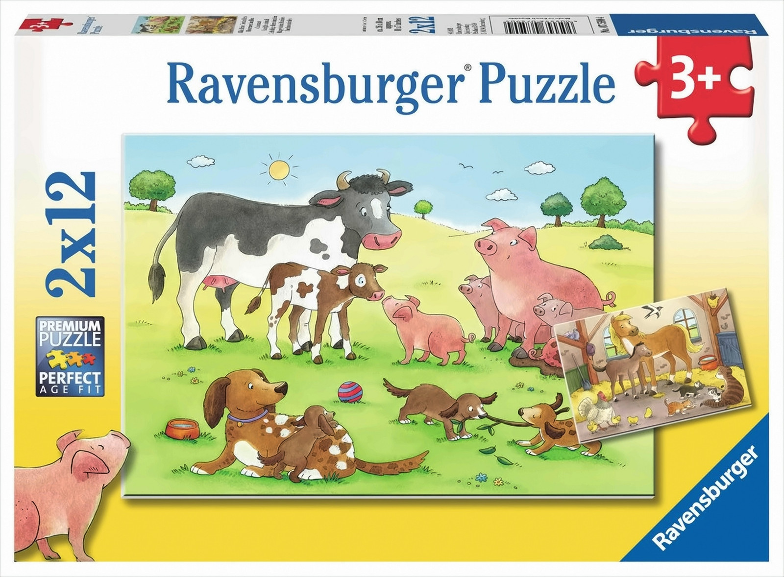 2 x 12-delige Ravensburger kinderpuzzel Gelukkige dierenfamilies