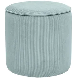 Samtiger Cord-Pouf in Blaugrau D40 cm PAUL
