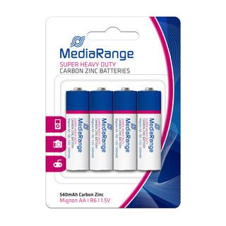 MEDIARANGE SUPER HEAVY DUTY BAT 4er PACK MRBAT144 R6 Zink-Kohle Mignon AA 1,5V
