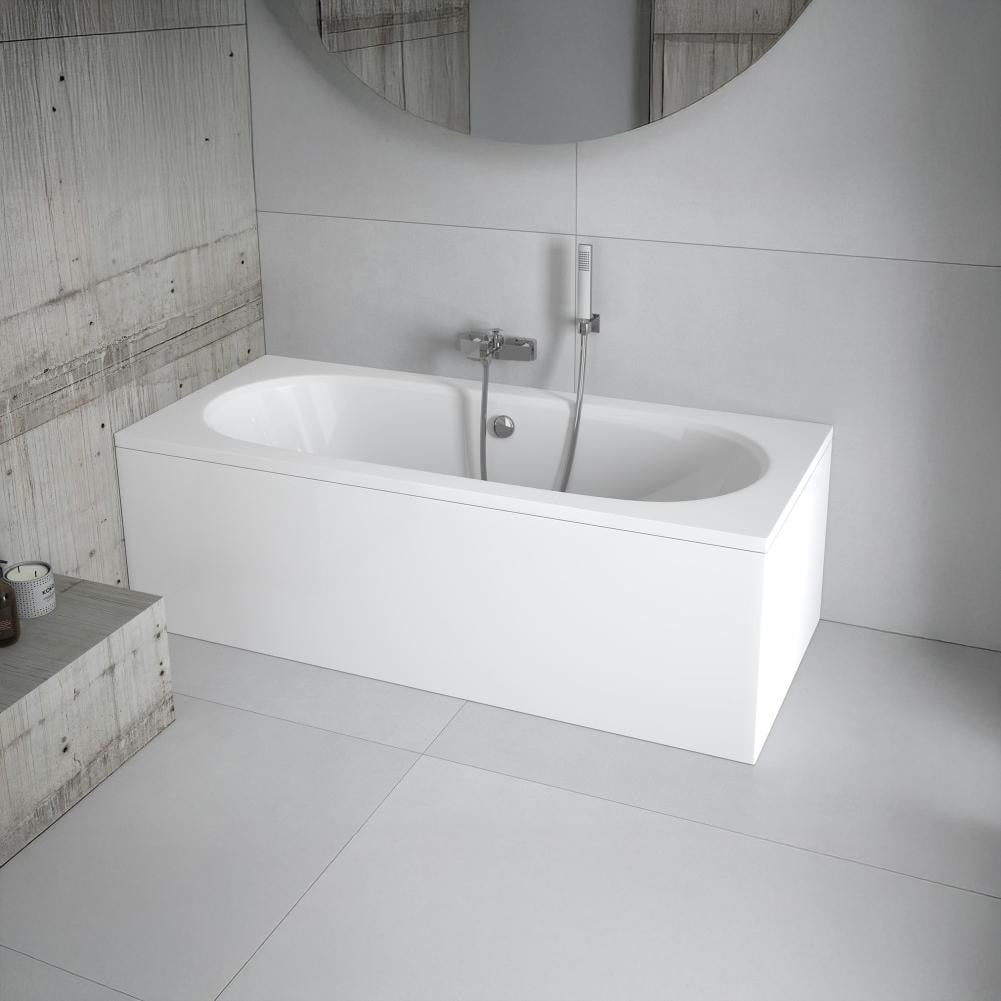 Besco Badkuip Rect으로ngulair Freestanding met Acryl Omranding en Sifon - 160 x 75 cm
