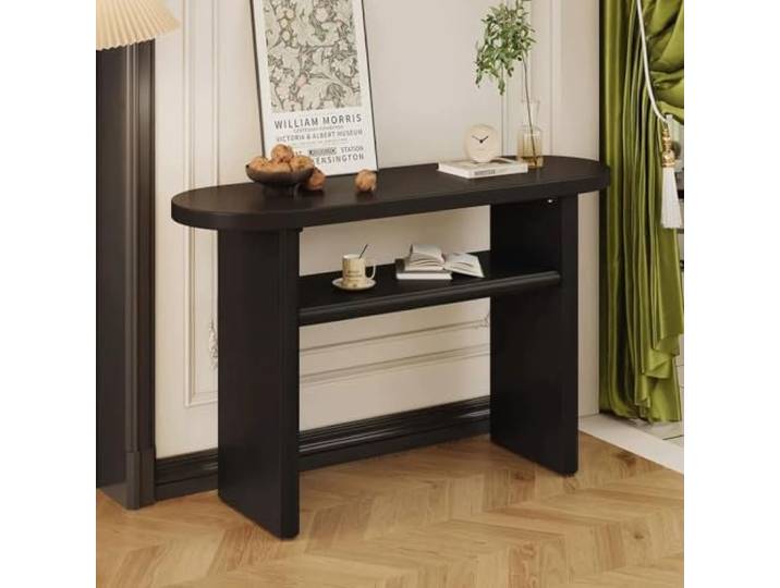 LEUBDIBR Moderne Massivkiefer Konsole Tisch für Eingang, Flur und Vorraum Massivkieferholz, natürliche Maserung, moderne Eingangsdekoration, stabiler Unterbau(Black,100cm/39.4in)