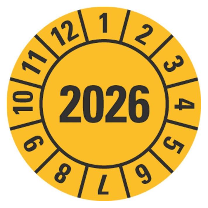 Hein 185170 Prüfplakette 2026 gelb Folie selbstklebend Ø 20mm 500/Rolle (185170)