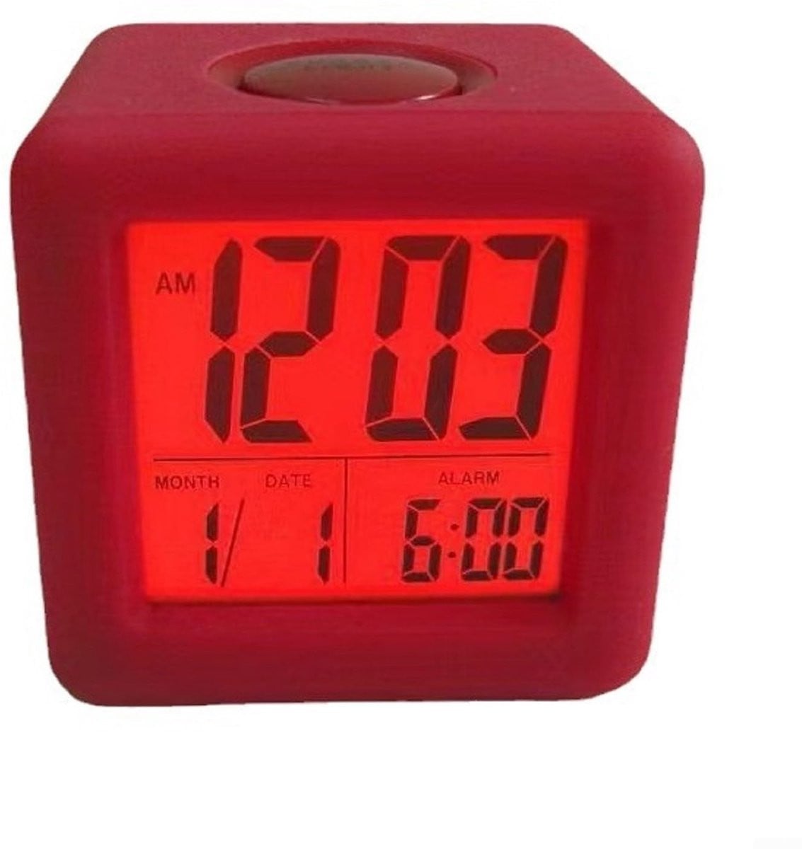 Allecto LCD Wekker - Digitale Wekker met Snooze-functie - Rood