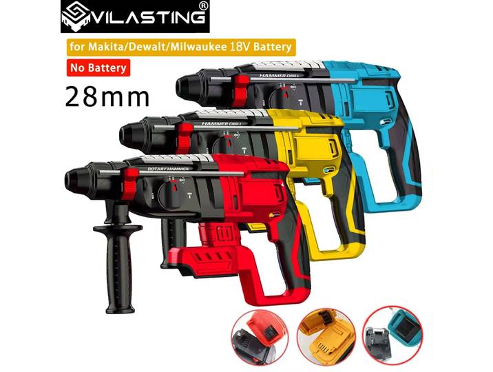 Perceuse à percussion électrique sans balais, 28MM, multifonctionnelle, rotative, sans fil, Rechargeable, pour Makita/Dewalt/Milwaukee, broche 20V