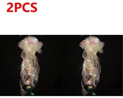 Uplifted Finds DIY Iridescent Jellyfish Lantern   Hanging Bedroom Night Light   Colorful Fantasy Ribbon Ceiling Lamp white 2 Pcs