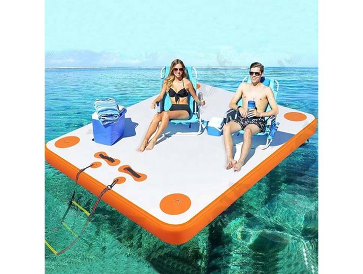 Plateforme de quai gonflable 6ft/8ft/10ft/12ft, radeau flottant avec pompe à air, île flottante gonflable pour l'eau
