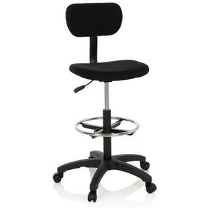 hJh-OFFICE Arbeitsstuhl Top Work 05, schwarz, mit Rollen & Fußring, Stoffbezug, bis 100 kg