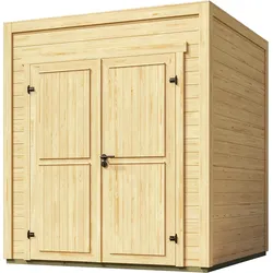 Weka Design-Gartenhaus Batu - 28 mm - Modern Storage 200 x 200 cm (Batu 1) naturbelassen Vollholz-Doppeltür