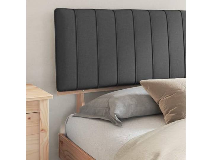 KTHLBRH Doppelbett aus Kiefernholz, Dunkelgrau, 180 x 200 cm Gepolstertes Kopfteil mit Lattenrost, kein Boxspring, einfache Reinigung