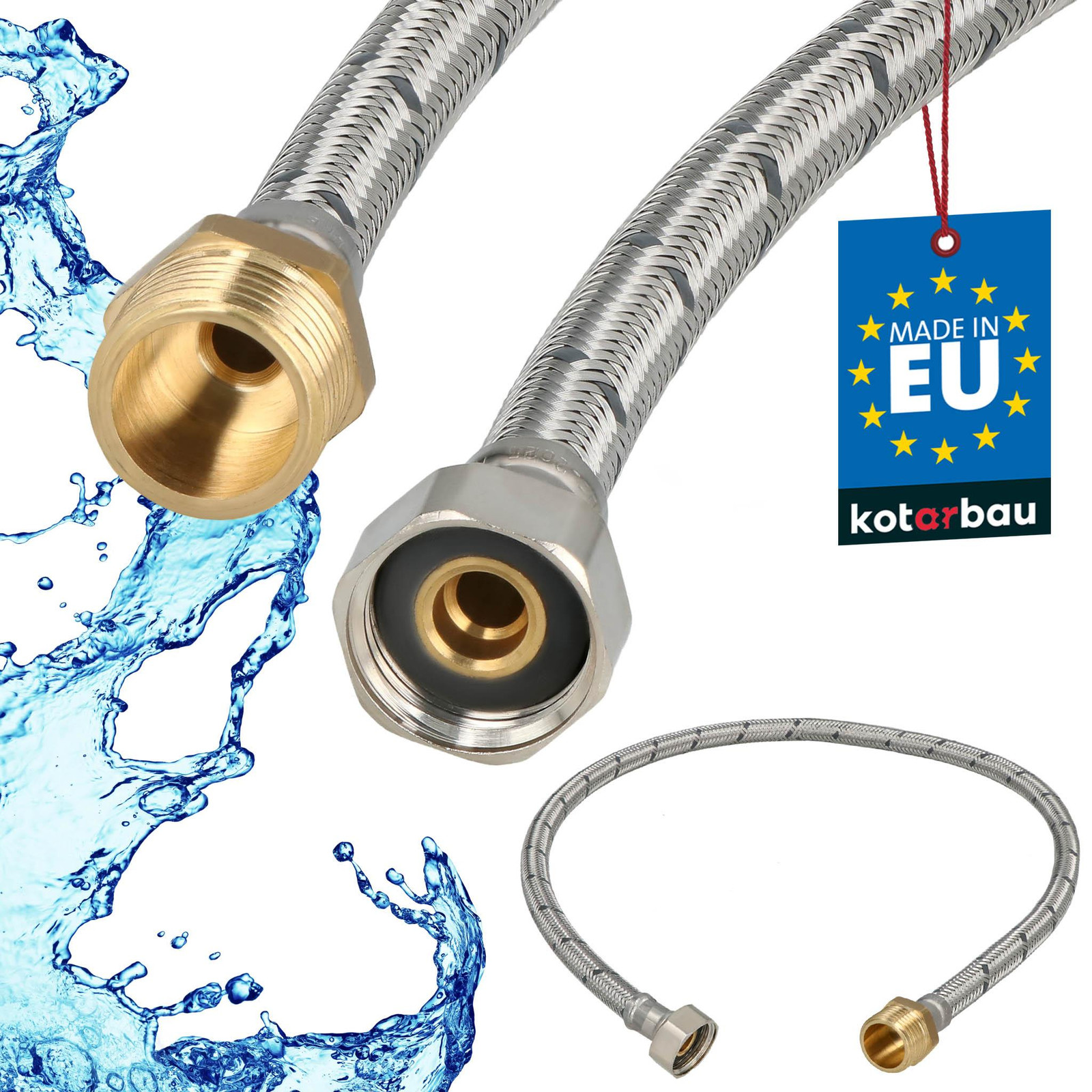 KOTARBAU Flexibele Sanitaire Aansluitslang 1/2" x 1/2", Roestvrijstaal, Lengte: 70 cm