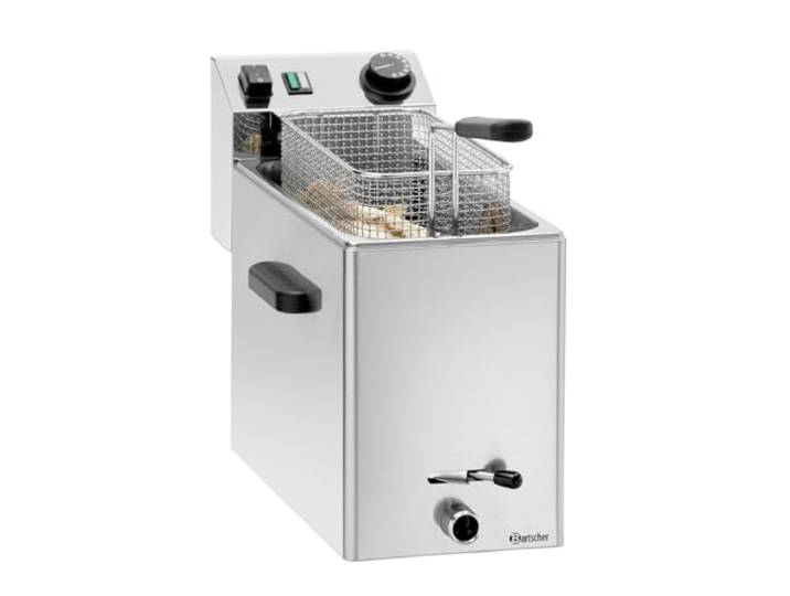 Bartscher Fritteuse SNACK XL Plus Tischgerät, Elektro, 8 l Becken für langes Frittiergut, CNS 18/10, 230 V, inkl. Korb und Deckel, für Gastronomie