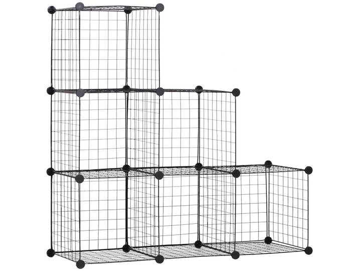 Homcom Steckregal mit 6 Fächern, Schwarz, 109 x 37 x 109 cm, Metall, 37x109x109 cm, Wohnzimmer, Regal