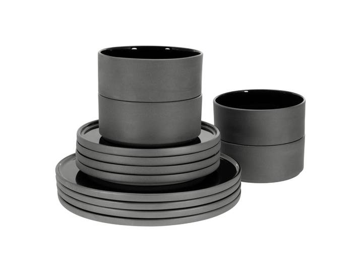 Connubia Tafelservice, Schwarz, Keramik, 12-teilig, Geschirr, Geschirrsets, Tafelservice