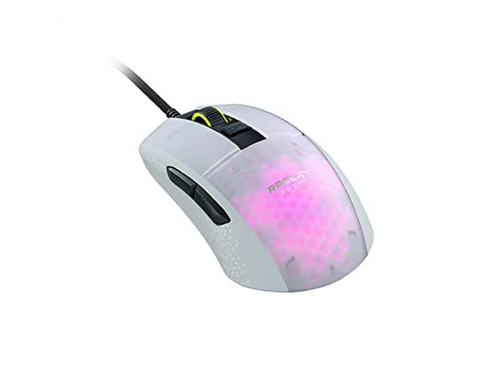 Roccat Burst Pro - extreem lichte Optical Pro Gaming muis (hoge precisie, optische uiloogsensor (100 tot 16.000 dpi), RGB AIMO LED-verlichting, 68 g licht, ontworpen in Duitsland), wit