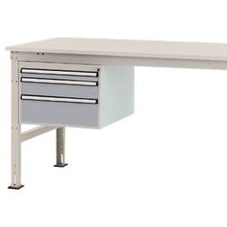Manuflex ZB4664.9006 Gehäuse-Unterbau Stationär, Nutzhöhe 300 mm mit 3 Schubfächer. Für Tischtiefe 1200 mm