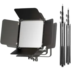 Walimex LED Niova 100-F Pro 100W Bi Color Set2 (Flächenleuchte, Videoleuchte), Dauerlicht, Schwarz, Orange, Silber