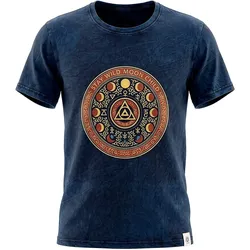 Nomad Sari Stonewashed Cotton T-Shirt - Stay Wild Moon Child - Blue - Large