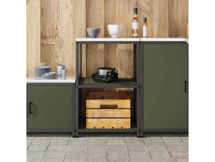 UU*TOP Meuble de rangement de cuisine - design modulaire - avec étagère - Vert olive Acier CC2294