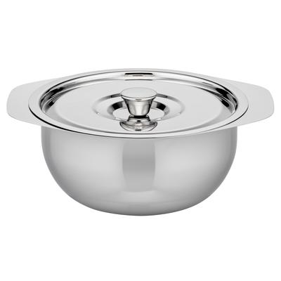 Servierschale GSW "tiefe Beilagen- und Servierschale mit Deckel", silber (silberfarben), H:8,5cm Ø:18cm, Edelstahl, Schüsseln, Servierschale, Beilagen- und Servierschale aus Edelstahl 18/8 – vielseitig einsetzbar