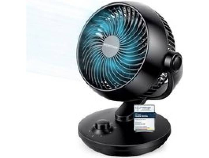 Ventilateur de Table Silencieux 24dB Ventilateur Bureau de Circulation d air Turbo - 80° Oscillation Horizontale Noir