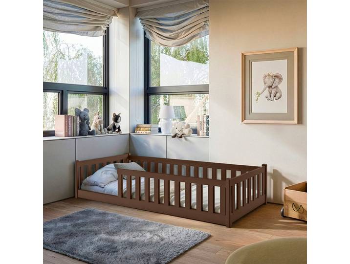 Lit au sol 90x190 sommier inclus Maya Marron foncé