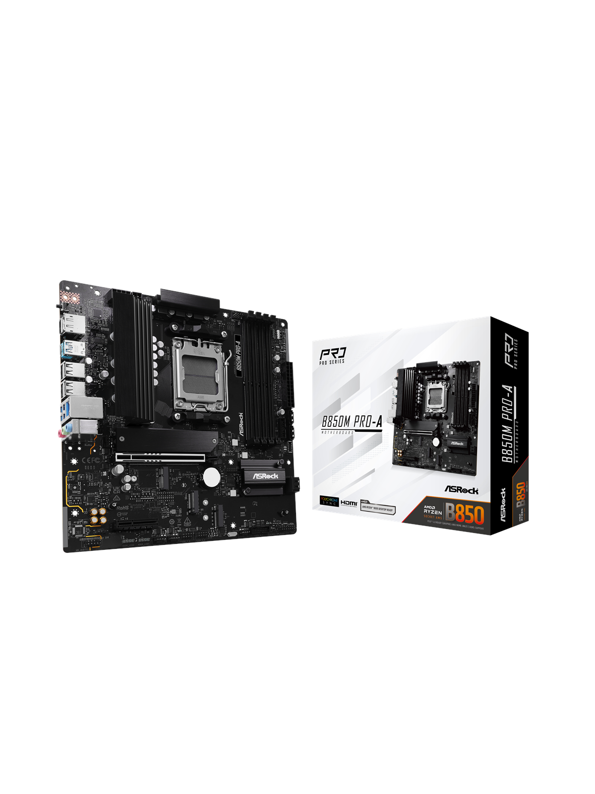 ASRock B850M Pro-A Mainboard - AMD B850 - AMD AM5 - DDR5 RAM - Micro-ATX