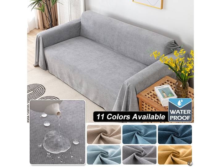 Couverture de canapé imperméable, housse de meubles multi-usages de couleur unie, tissu durable, anti-poussière, anti-rayures, décoration de salon.