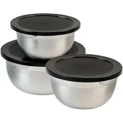 KESPER 3er Set, Rührschüssel, mit Deckel, 18x18x9cm, silber, Edelstahl