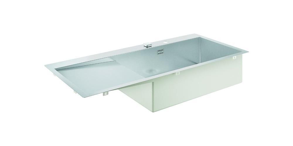 Grohe K1000 RVS inbouwspoelbak met afdruipgedeelte en rechter wasbak, B: 116 cm, D: 52 cm