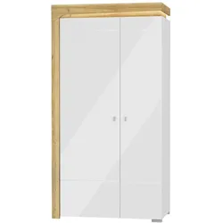 KLEIDERSCHRANK 2 Türen Teo Weiß und Holz
