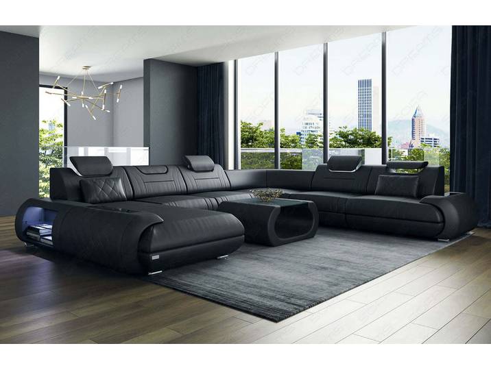 XXL Wohnlandschaft Rimini U-Form aus Leder