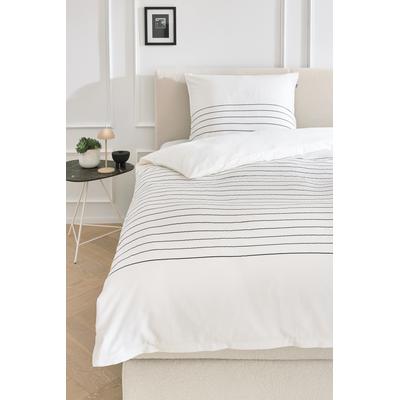 Wendebettwäsche MUSTERRING "Simple", weiß, B/L: 135cm x 200cm, 1 Stk., 1 Stk., Renforcé, B/L: 80cm x 80cm, 2 Stk., Renforcé, 60% Baumwolle, 40% Lyocell, Bettwäsche, Wendebettwäsche, aus hochwertigen Naturfasern