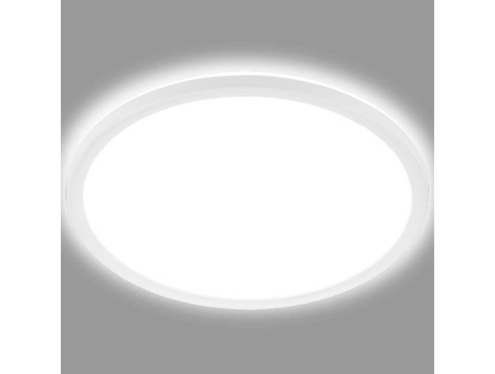 BRILONER SLIM Plafonnier LED ultraplat 30cm rond 18W 2400lm 4000K lumière blanc neutre rétroéclairage Blanc lampe plafond salon bureau cuisine couloir