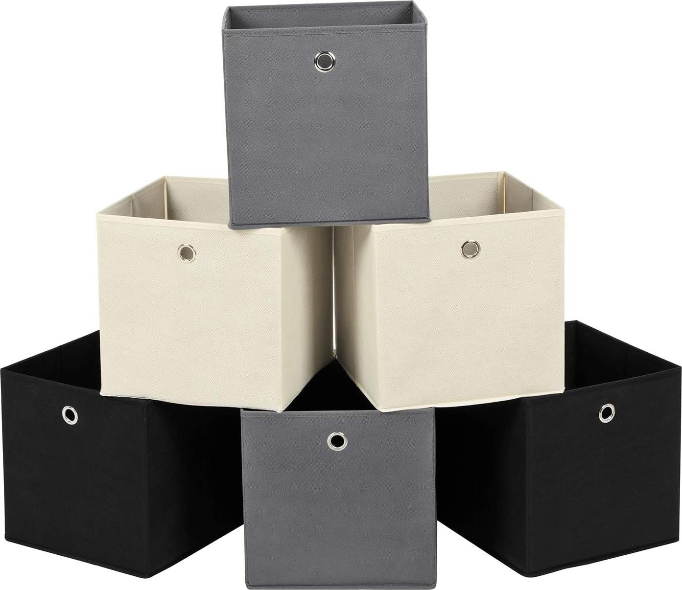 Opvouwbare textiele opbergdoos met handvatten, beige, B/D/H: 30 x 30 x 30 cm