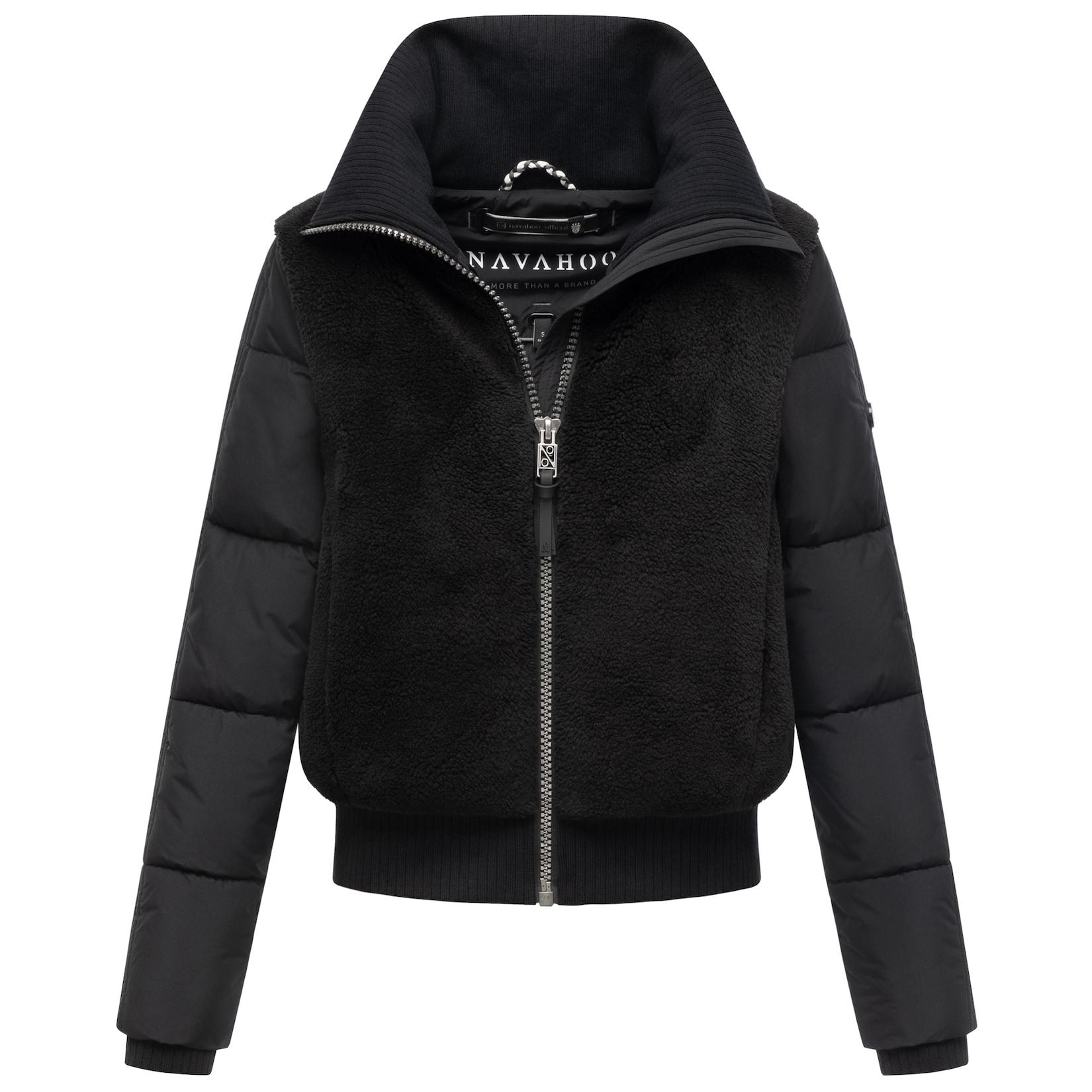 NAVAHOO Damen Winterjacke Teddyfell warm Jacke gesteppte Ärmel Kragen Teddyzone
