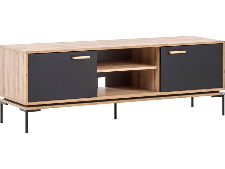 Lowboard Looks , schwarz (eiche landhausfarben, schwarz), B:154,6cm H:53,7cm T:45cm, LOOKS BY WOLFGANG JOOP, Sideboards, Lowboard, Solide Verarbeitung - Dieses Produkt ist in Deutschland gefertigt