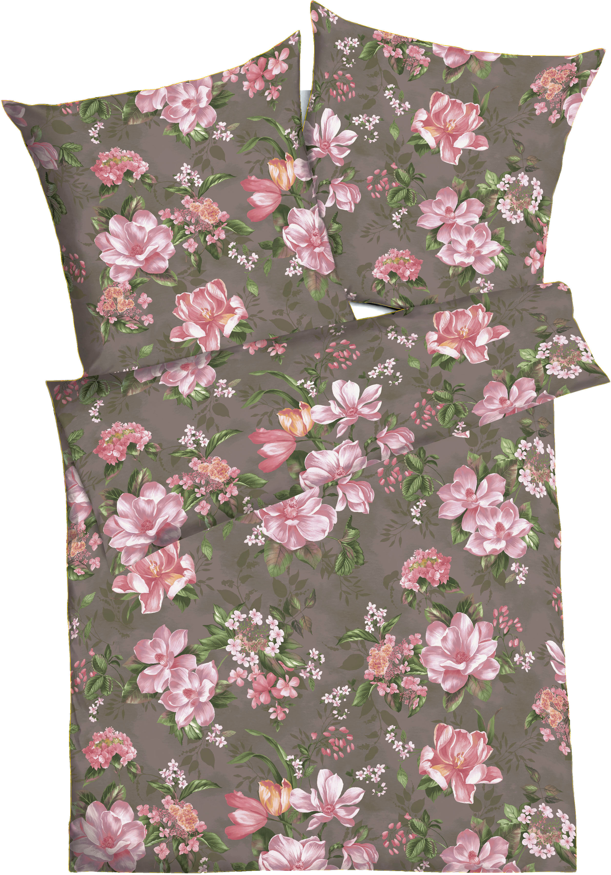Kaeppel "Magnolia" 2 Stk. oliv B/L: 155cm x 220cm, Feinbiber, B/L: 80cm x 80cm, 2 Stk.