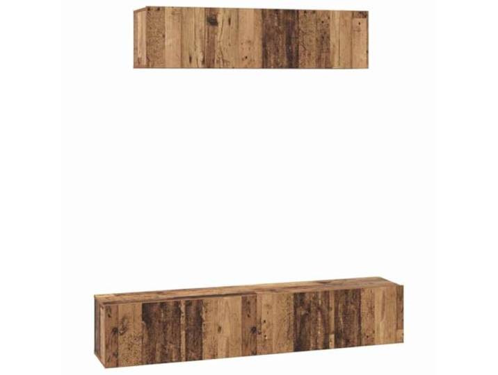 KTHLBRH Wandmontiertes TV-Möbel-Set aus Holz, 4 Stück Schiebetüren, 2 Türen, Wandmontage, Einlegeböden, moderner Stil, Kapazität 240 kg