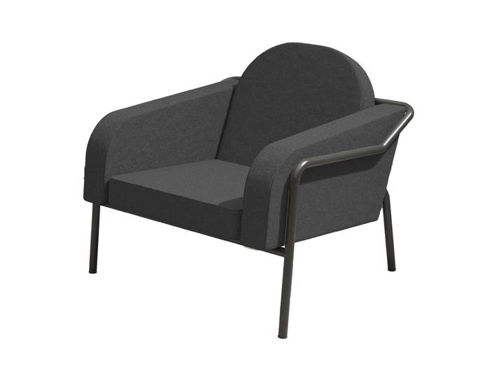 Fauteuil d'accueil Medso ''L'' en tissu Anthracite - pieds métal Noir