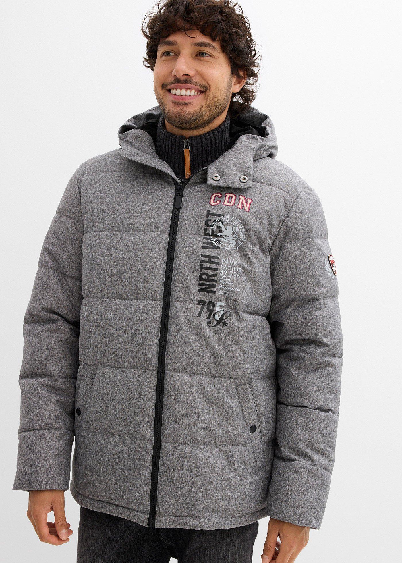 bonprix Winter-Steppjacke mit Kapuze, grau, Gr.48, Ideal für ungemütliches Winterwetter, warm wattierte Winterjacke