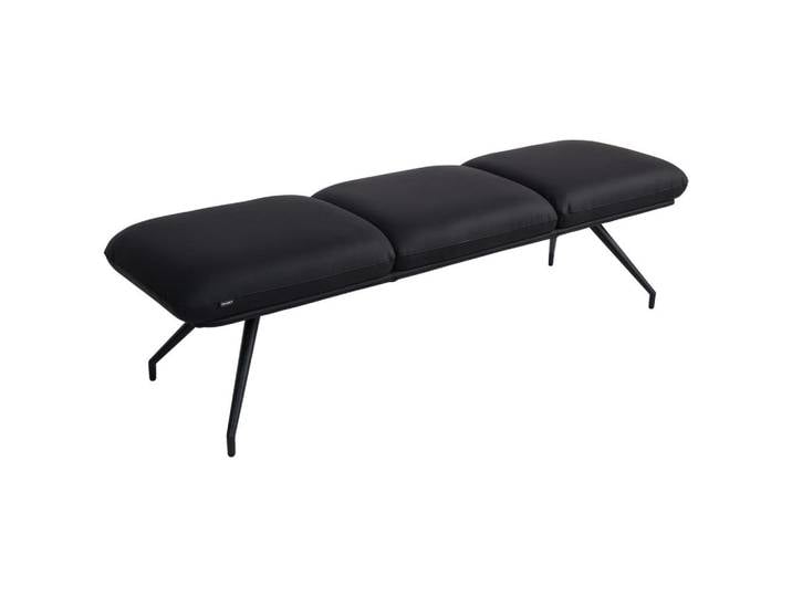 Dieter Knoll Sitzbank, Schwarz, Metall, Echtleder, Rindleder, 3-Sitzer, 200x49.5x50 cm, Esszimmer, Bänke, Sitzbänke